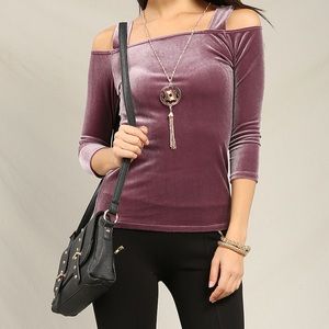 Velvet Open-Shoulder Top